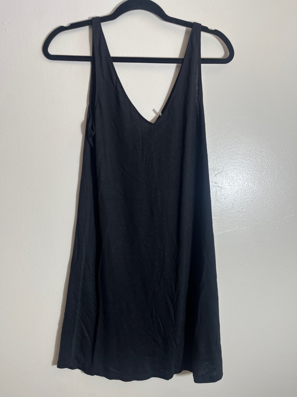 Black V-Neck Slip Dress - Minimal Tank Style Small - Picture 2 of 7